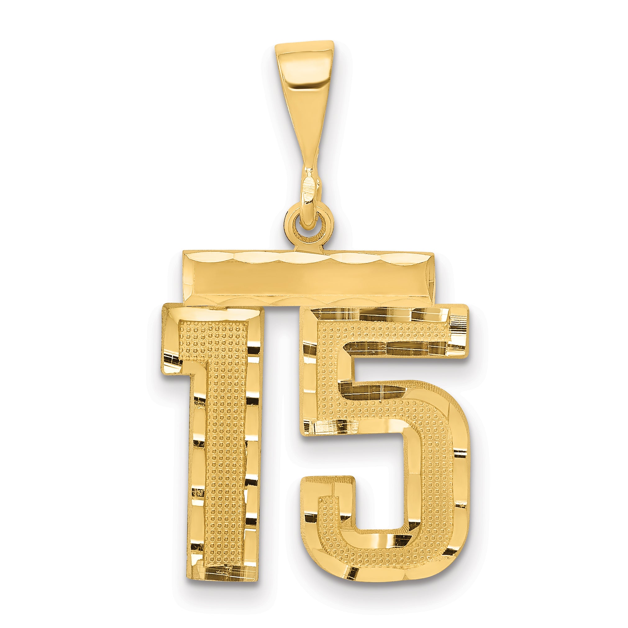 14k Medium Diamond-cut Number 15 Charm