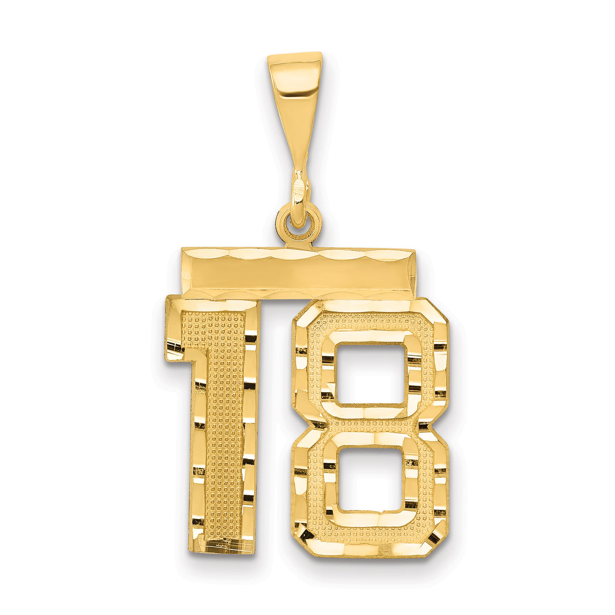 14k Medium Diamond-cut Number 18 Charm
