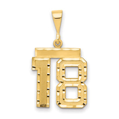 14k Medium Diamond-cut Number 18 Charm