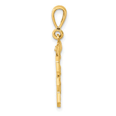 14K Gold Medium Diamond-Cut Number 35 Charm with Polished Finish