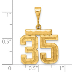 14K Gold Medium Diamond-Cut Number 35 Charm with Polished Finish