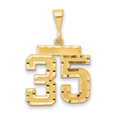 14k Medium Diamond-cut Number 35 Charm