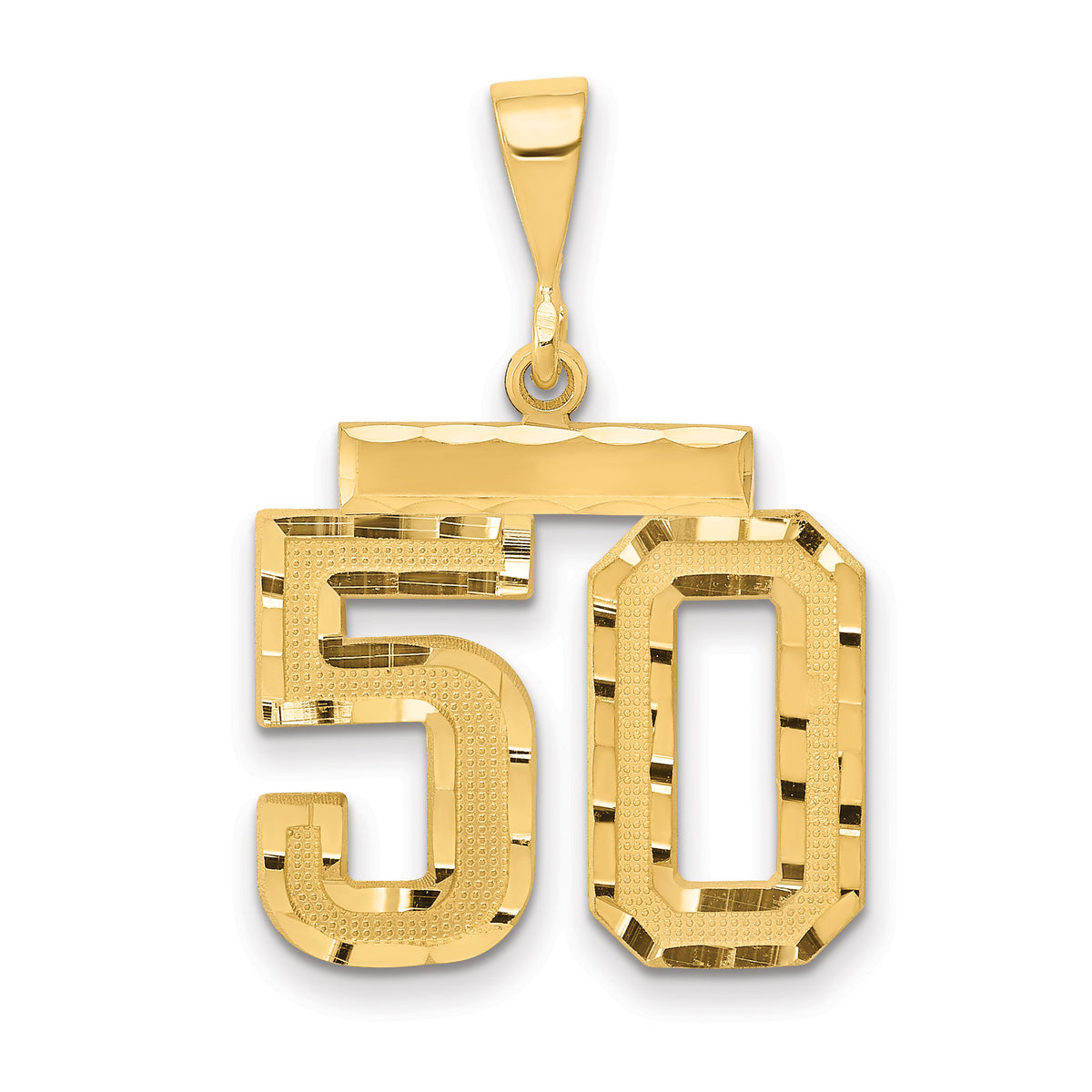 14k Medium Diamond-cut Number 50 Charm
