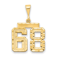 14k Medium Diamond-cut Number 68 Charm