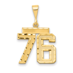 14k Medium Diamond-cut Number 76 Charm