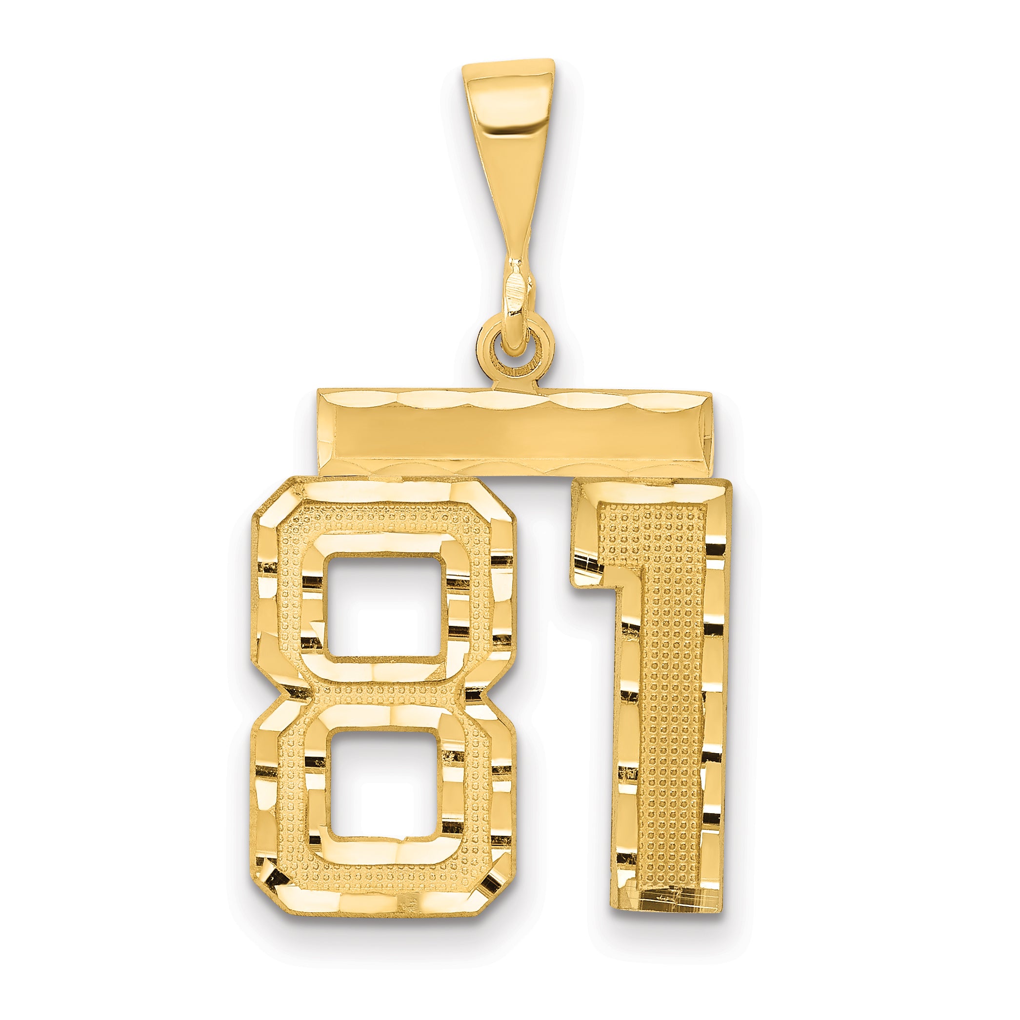 14k Medium Diamond-cut Number 81 Charm