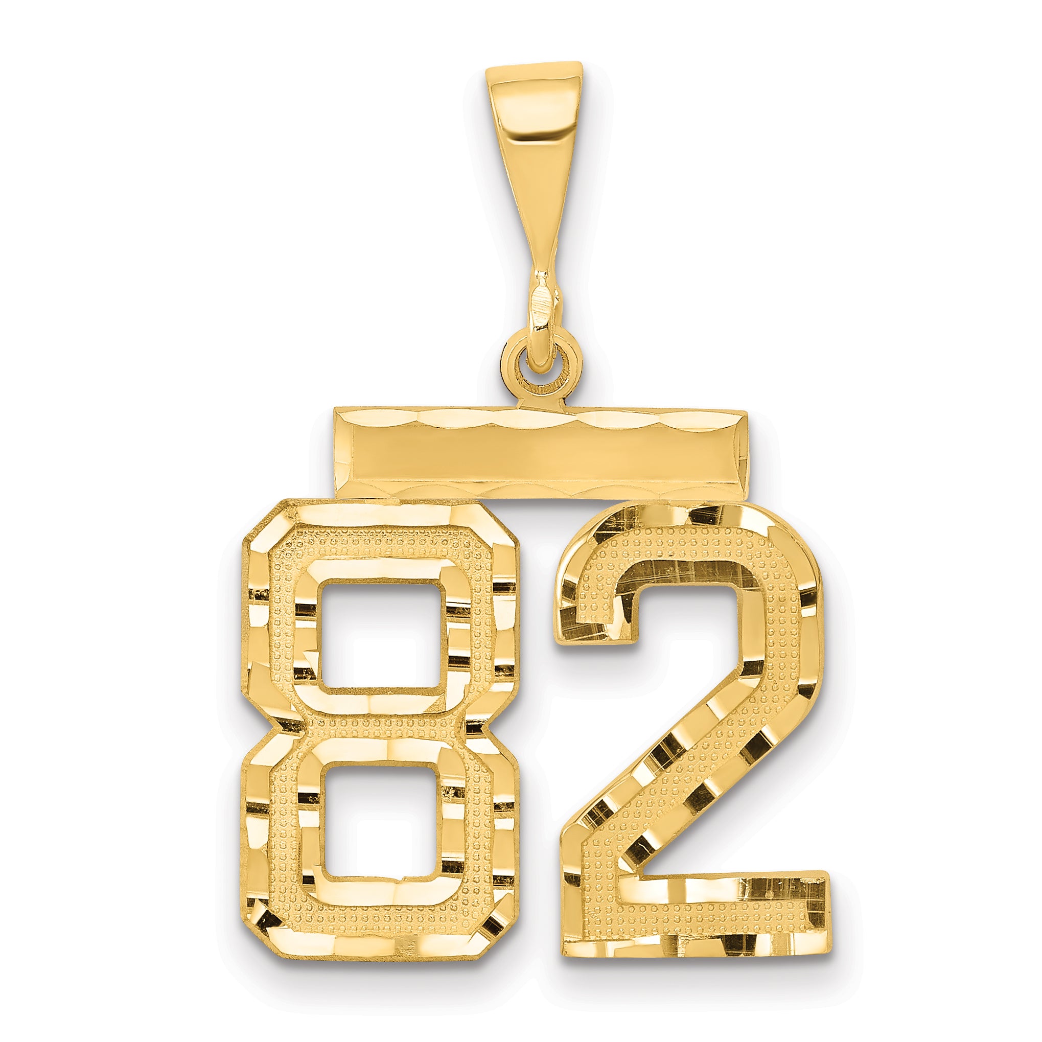 14k Medium Diamond-cut Number 82 Charm Main image