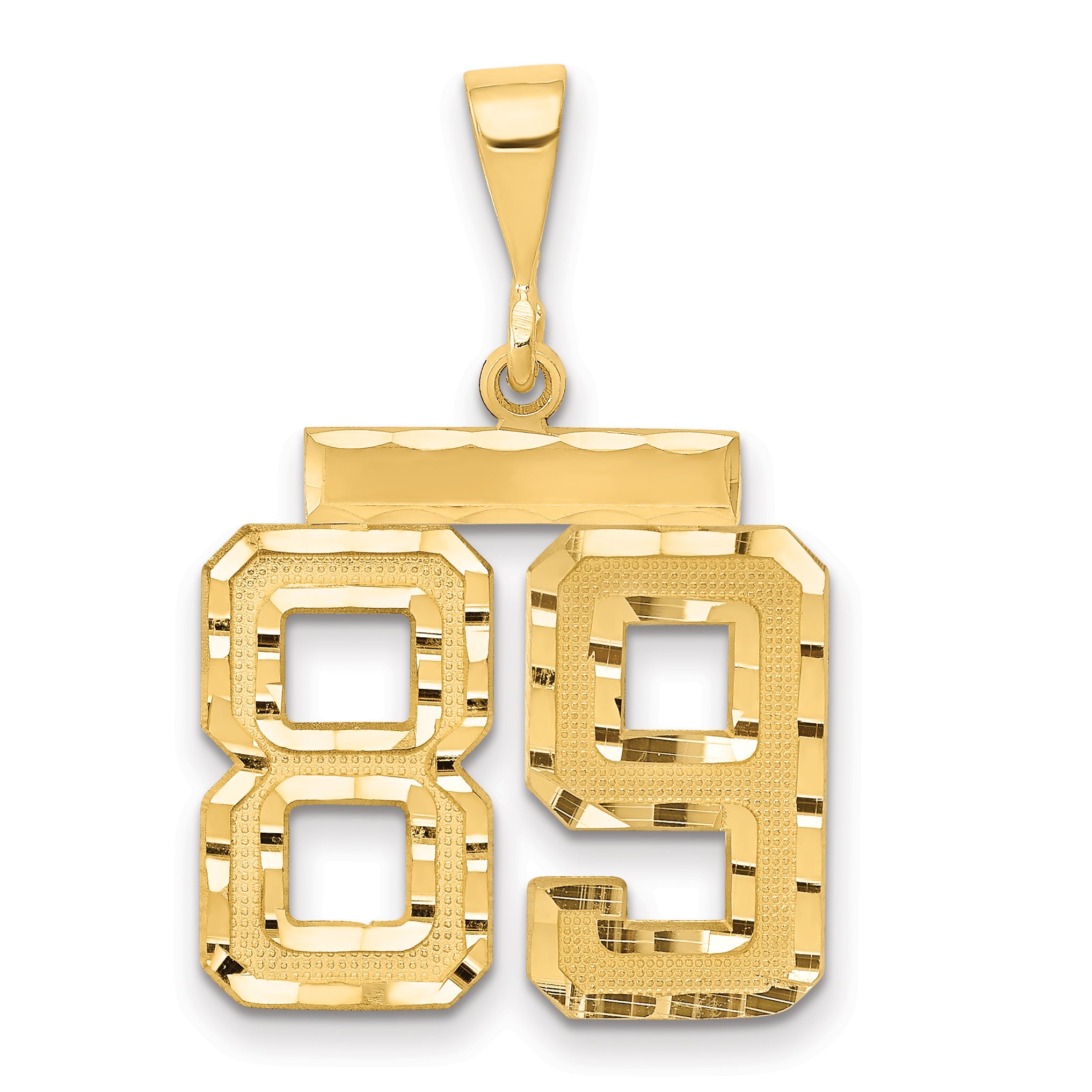 14k Medium Diamond-cut Number 89 Charm