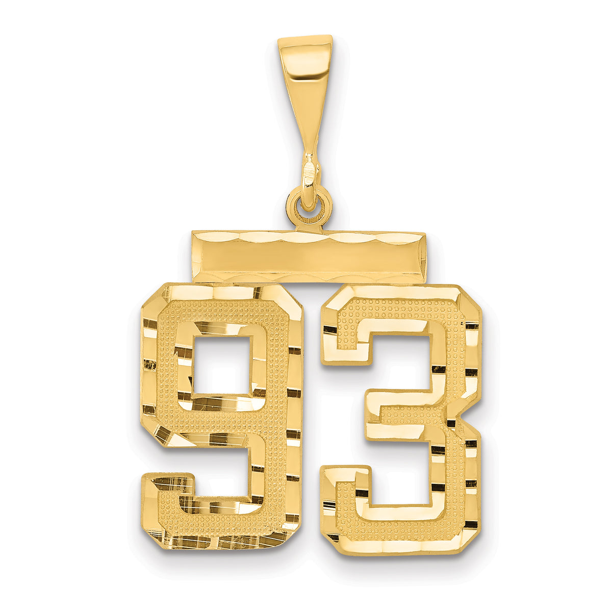 14k Medium Diamond-cut Number 93 Charm