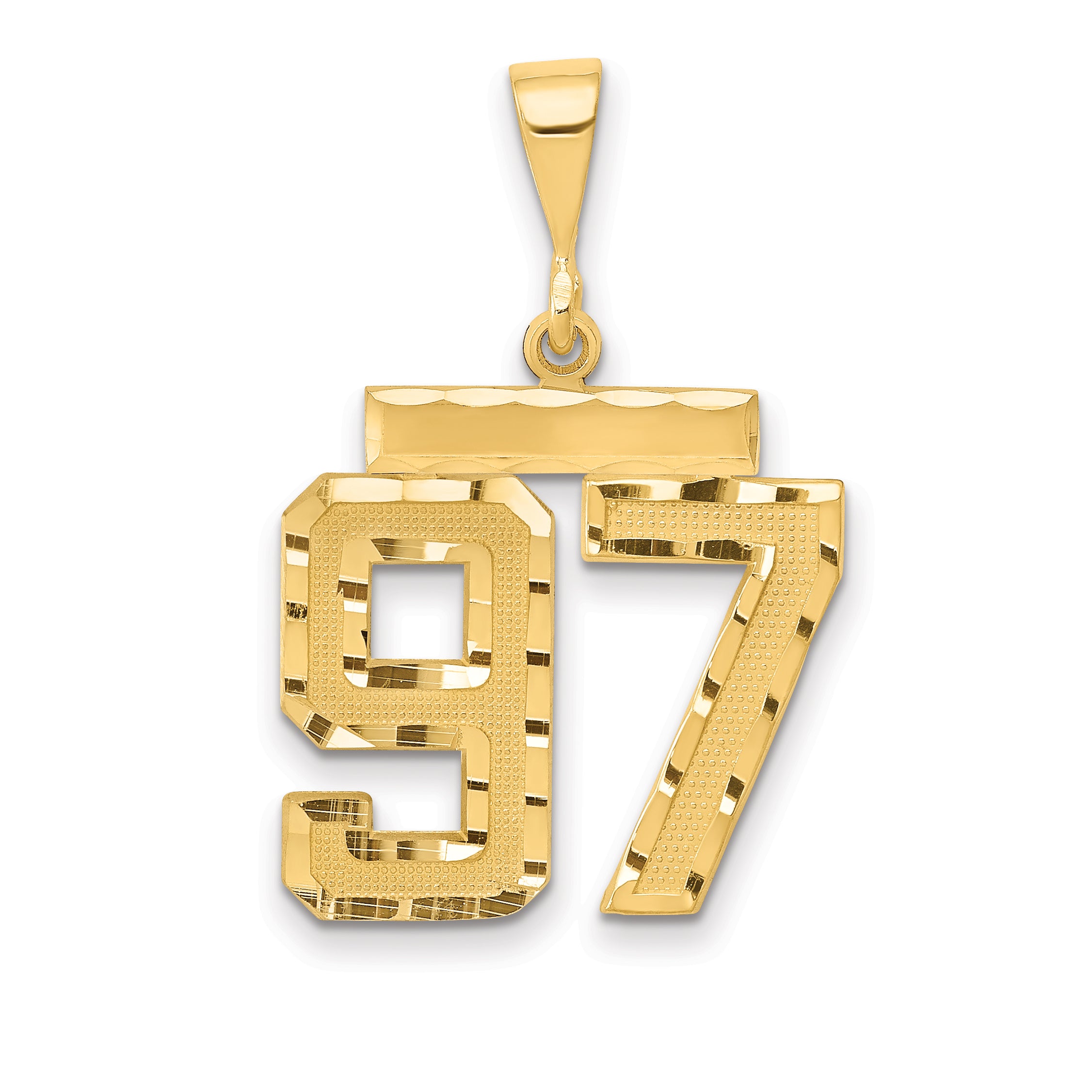 14k Medium Diamond-cut Number 97 Charm