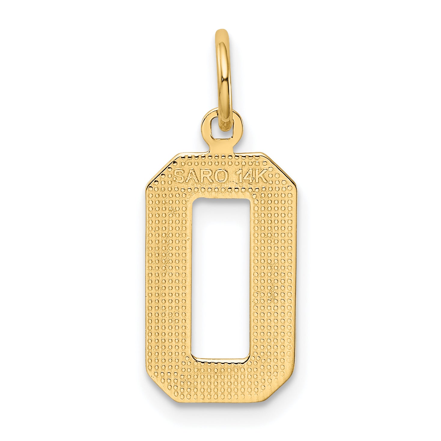 14K Gold Polished Number 0 Charm Elegant Medium Pendant