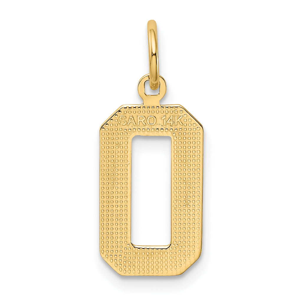 14K Gold Polished Number 0 Charm Elegant Medium Pendant