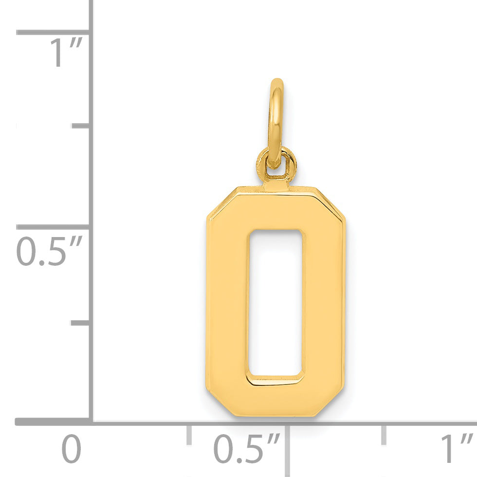 14K Gold Polished Number 0 Charm Elegant Medium Pendant