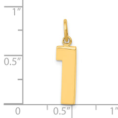 14K Gold Polished Number 1 Pendant  Medium, Gift-Ready Charm