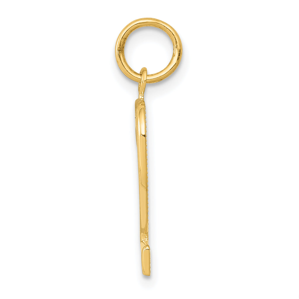 14K Gold Polished Number 2 Charm  Medium, Elegant Casted Design