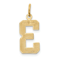 14K Gold Number 3 Polished Charm  Medium, Casted, Elegant Finish