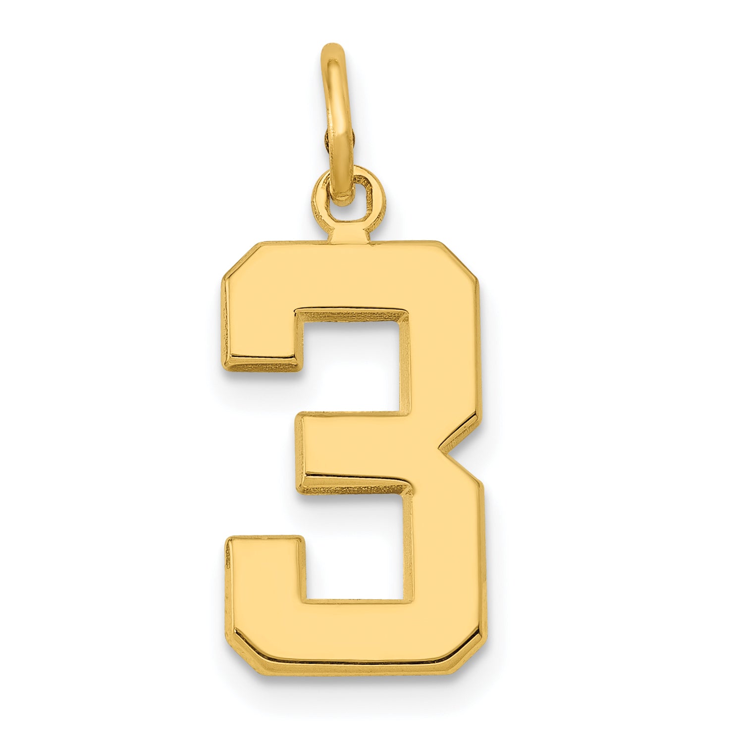 14k Medium Polished Number 3 Charm Main image