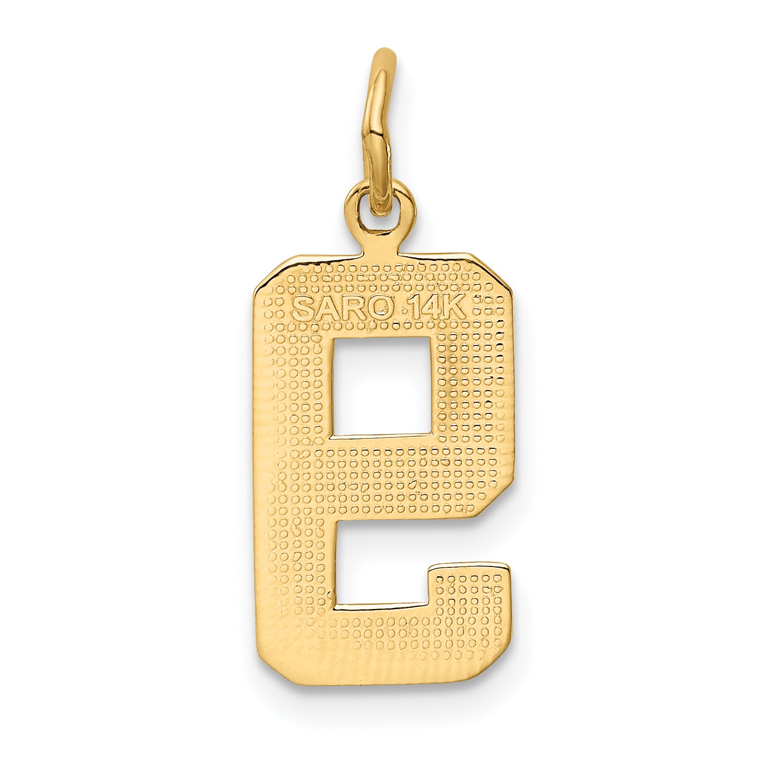 14K Gold Number 9 Charm with Polished Finish  Medium Size