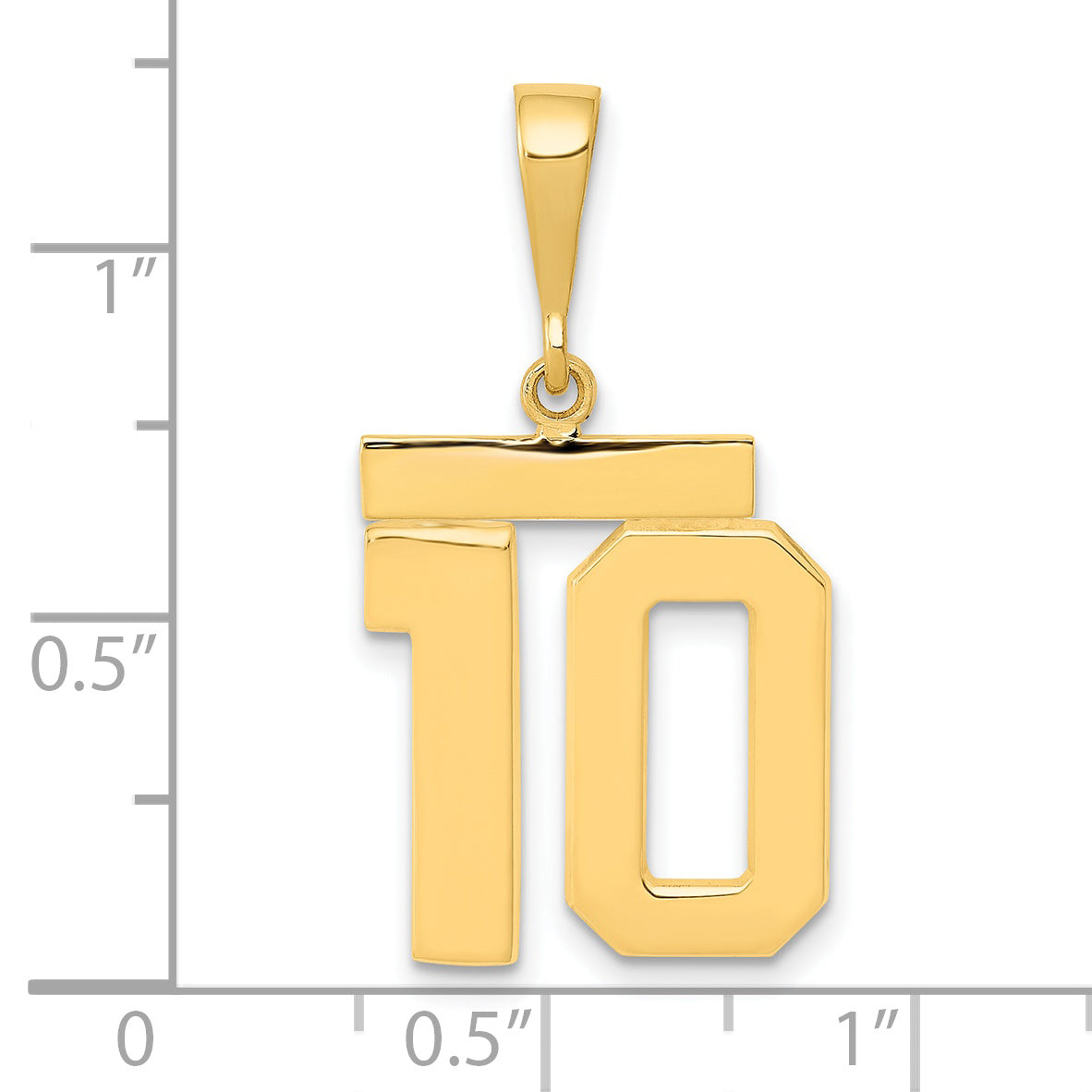 14K Gold Polished Number 10 Charm in Medium Size by Sophia Jewelers Secondary image