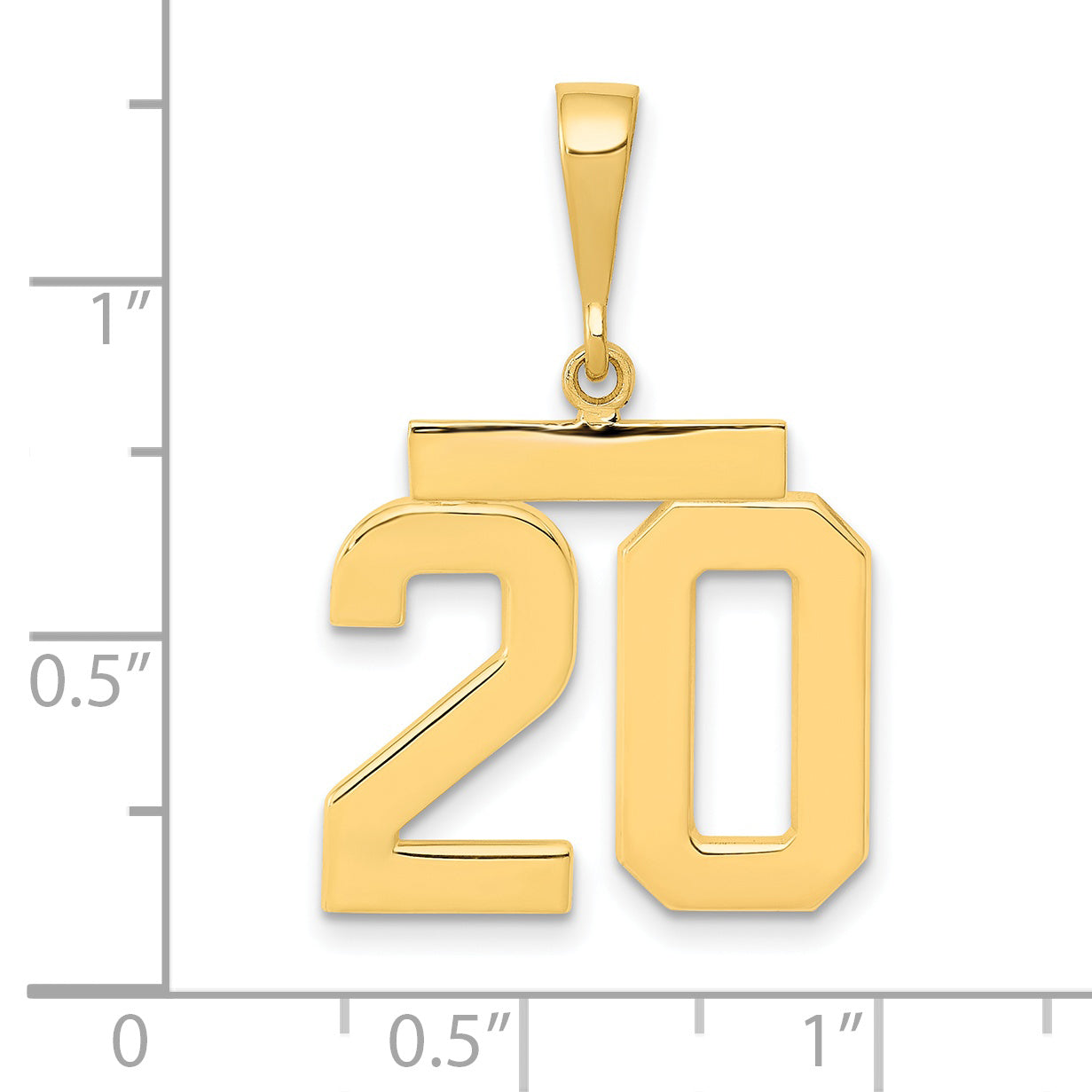 14K Gold Polished Number 20 Charm Medium-Sized Classic Charm Secondary image