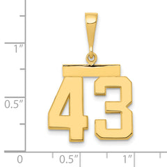 14K Gold Polished Number 43 Charm Medium Size Ideal for Themed Jewelry