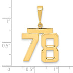 14K Gold Polished Number 78 Charm  Timeless Medium Pendant for Gifts