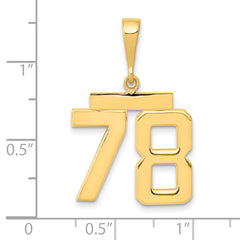14K Gold Polished Number 78 Charm  Timeless Medium Pendant for Gifts