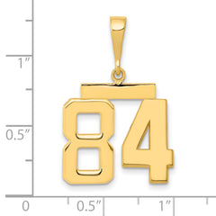 14K Gold Polished Number 84 Charm Medium-Sized Elegant Pendant