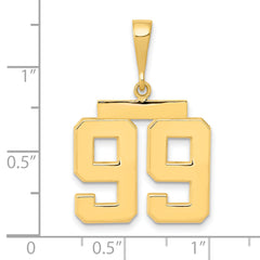 14K Gold Polished Number 99 Charm  Medium, Elegant Themed Pendant