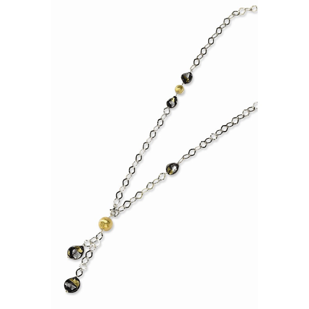 Sterling Silver Multi Murano Glass Bead Necklace