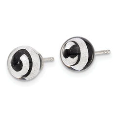 Sterling Silver Rhodium-Plated Murano Glass Earrings in Black & Silver Tone