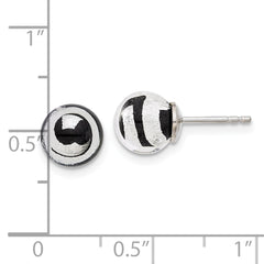 Sterling Silver Rhodium-Plated Murano Glass Earrings in Black & Silver Tone
