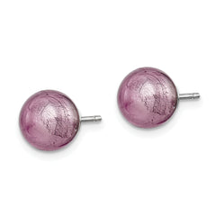 Sterling Silver Rhodium-Plated Murano Earrings with Lavender Glass  Handcrafted Elegance