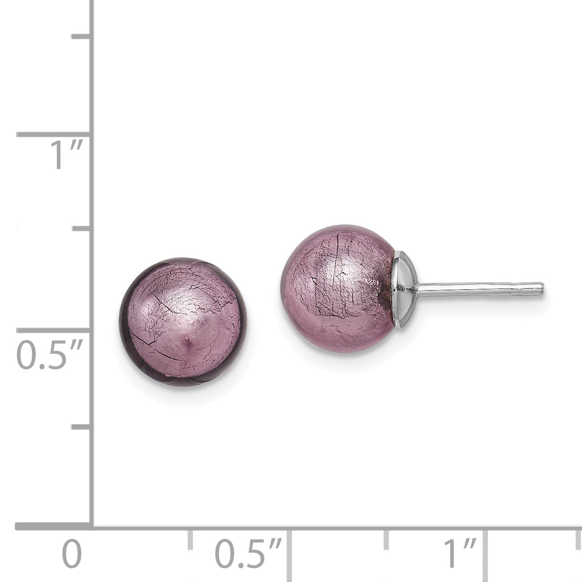 Sterling Silver Rhodium-Plated Murano Earrings with Lavender Glass  Handcrafted Elegance