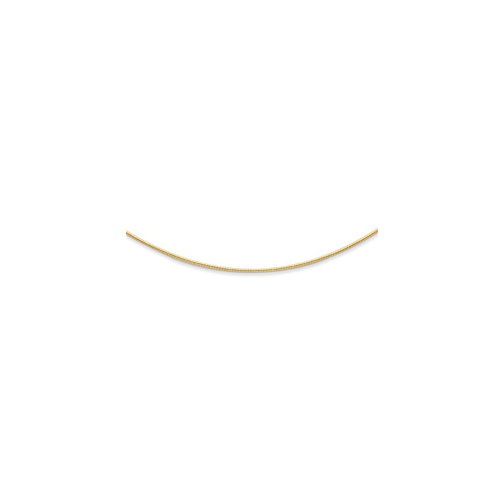 14K Yellow Gold Solid Omega Necklace with Lobster Clasp 16 Inch - 14