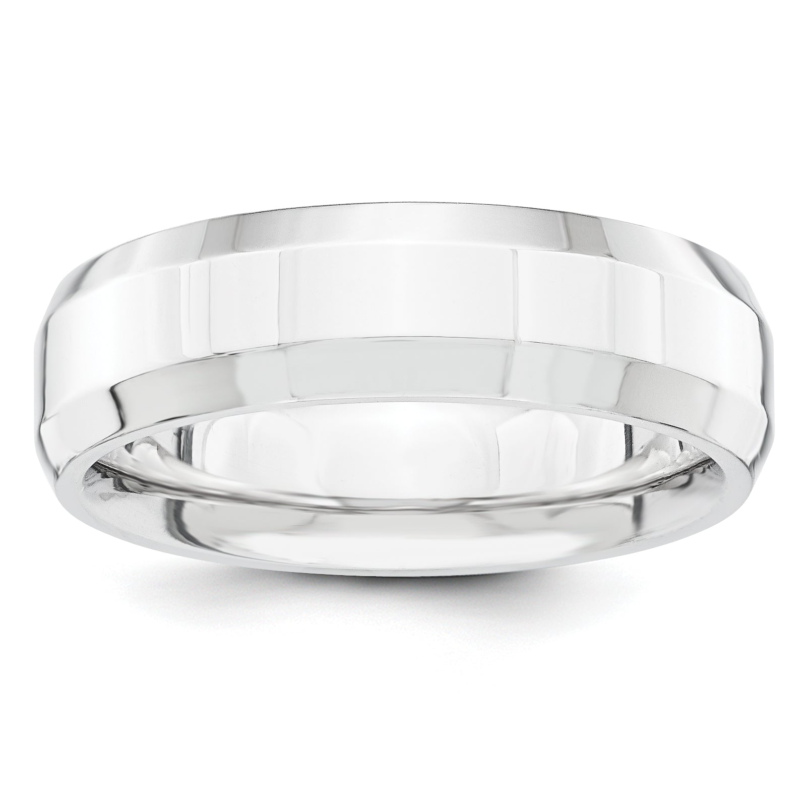 Platinum 6mm Polished Beveled Edge Wedding Band Size 12 Main image