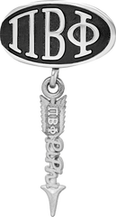 Sterling Silver LogoArt Pi Beta Phi Sorority Greek Letters Enameled Oval with Arrow Dangle Bead