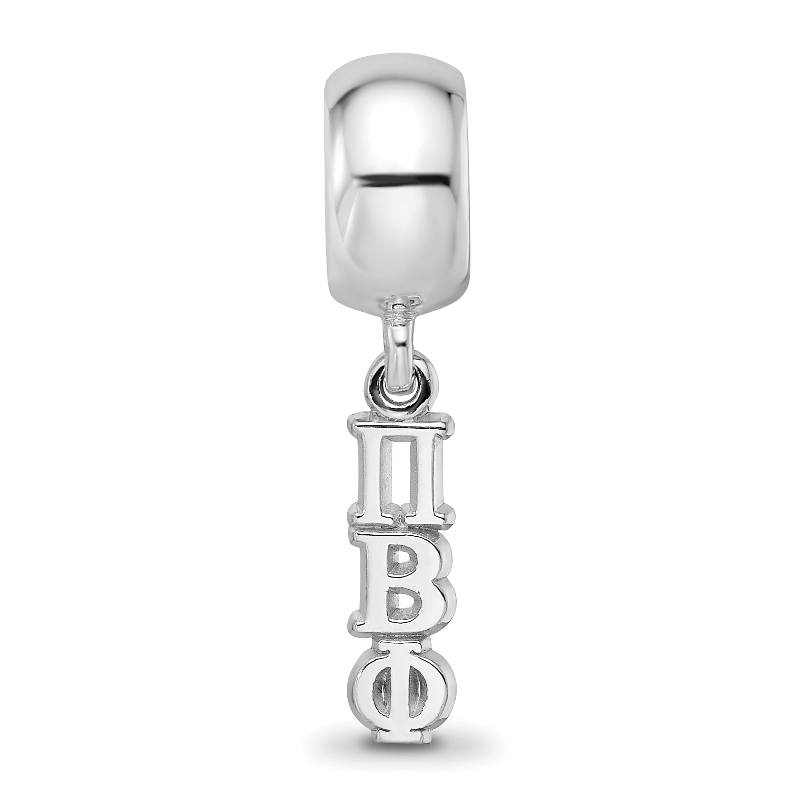 Sterling Silver Rh-plated LogoArt Pi Beta Phi Vertical Letters on Bead