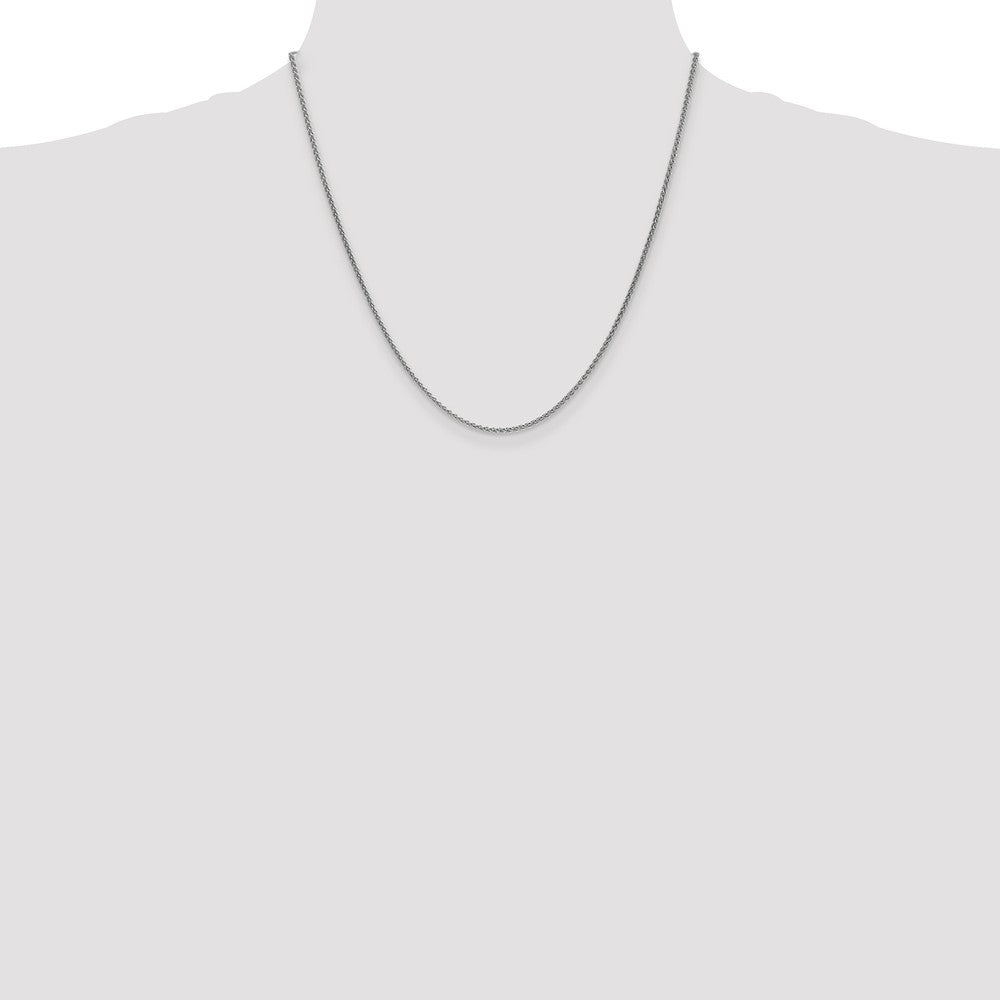 14K White Gold Polished Spiga Chain Necklace Elegant 14 Solid Design