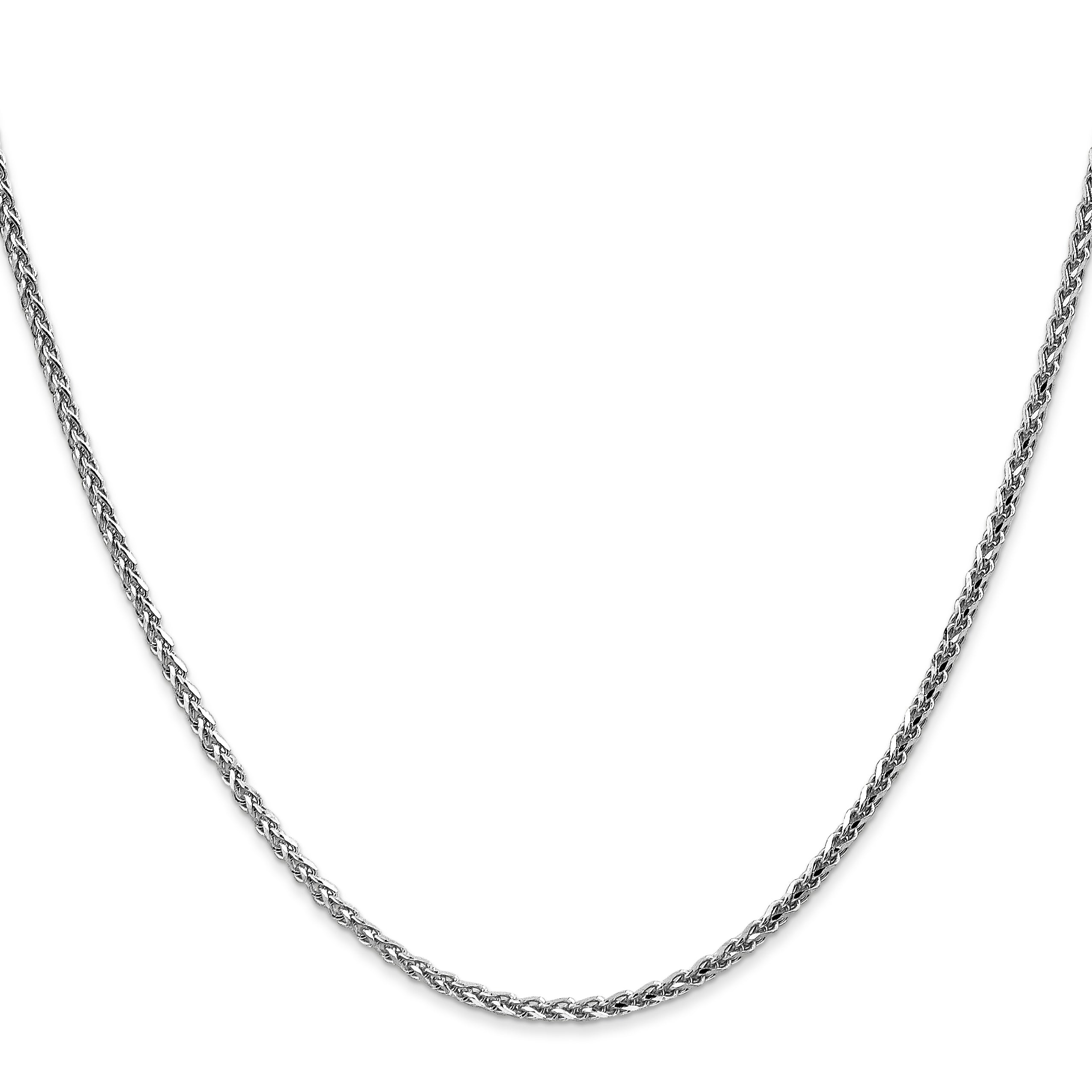 14K White Gold Polished Diamond-Cut Spiga Necklace with Lobster Clasp