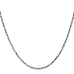 14K White Gold Polished Diamond-Cut Spiga Necklace with Lobster Clasp