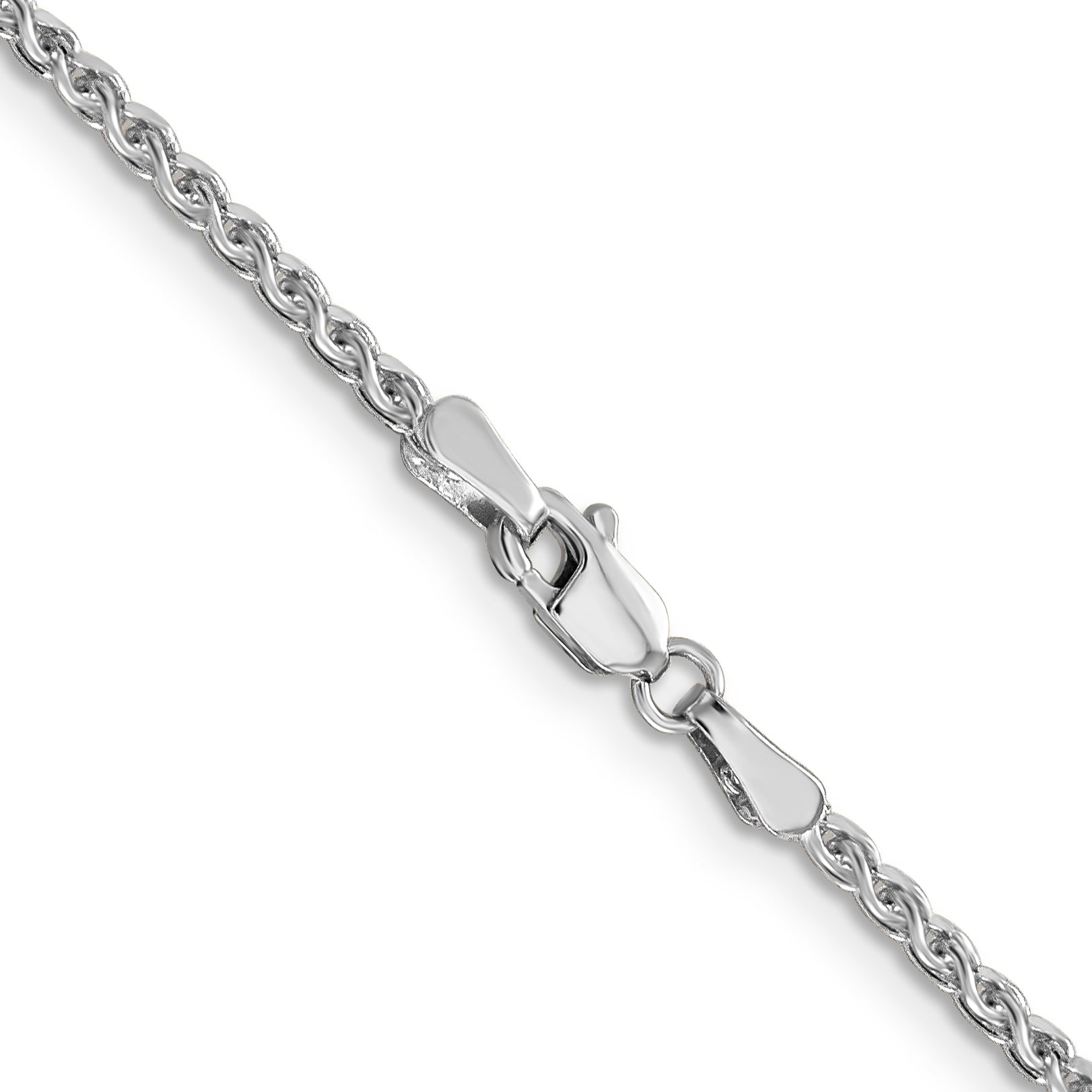 14K White Gold Polished Diamond-Cut Spiga Necklace with Lobster Clasp