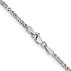 14K White Gold Polished Diamond-Cut Spiga Necklace with Lobster Clasp