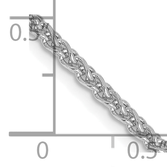 14K White Gold Polished Diamond-Cut Spiga Necklace with Lobster Clasp