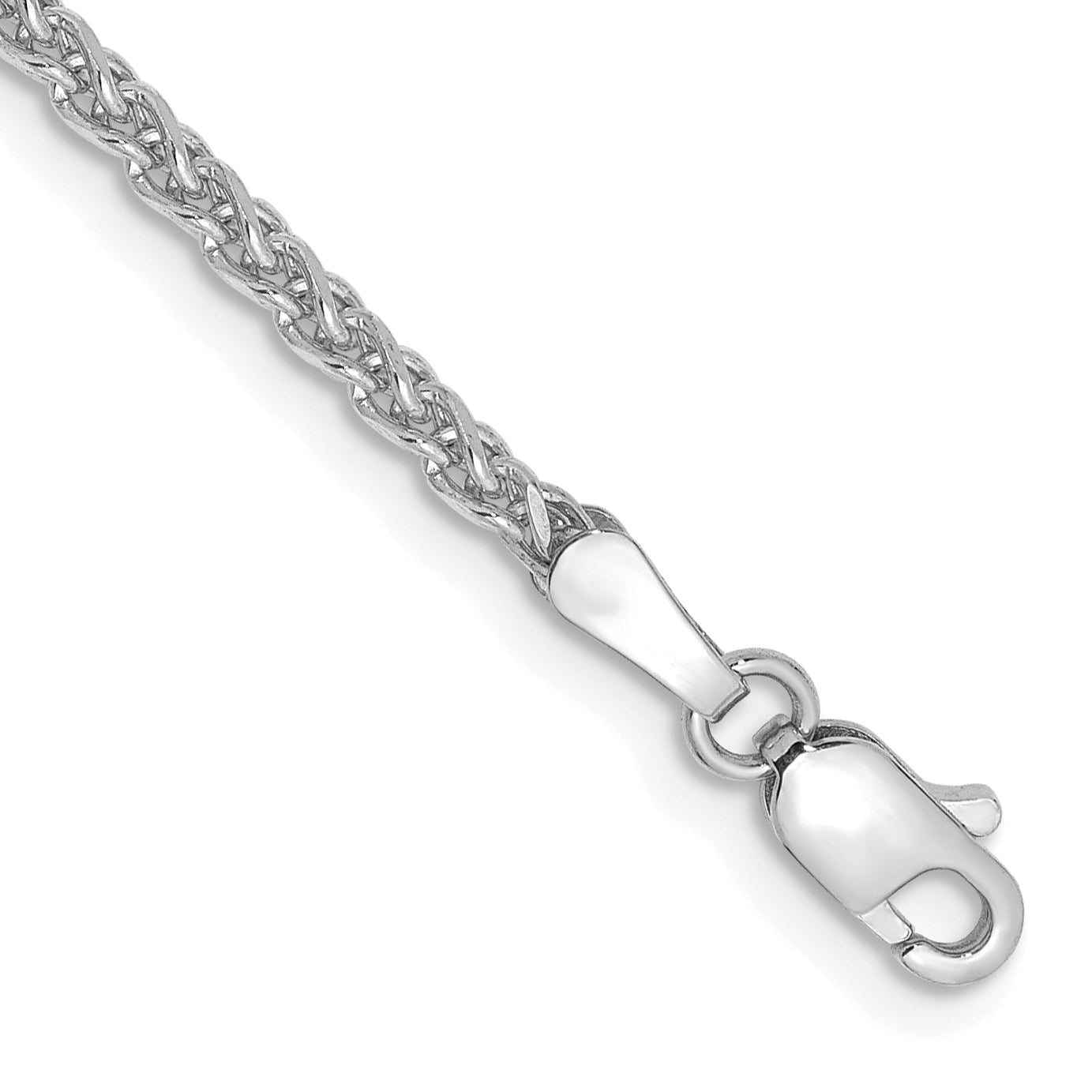 14K White Gold 7 inch 2.1mm Diamond-cut Spiga with Lobster Clasp Bracelet Main image