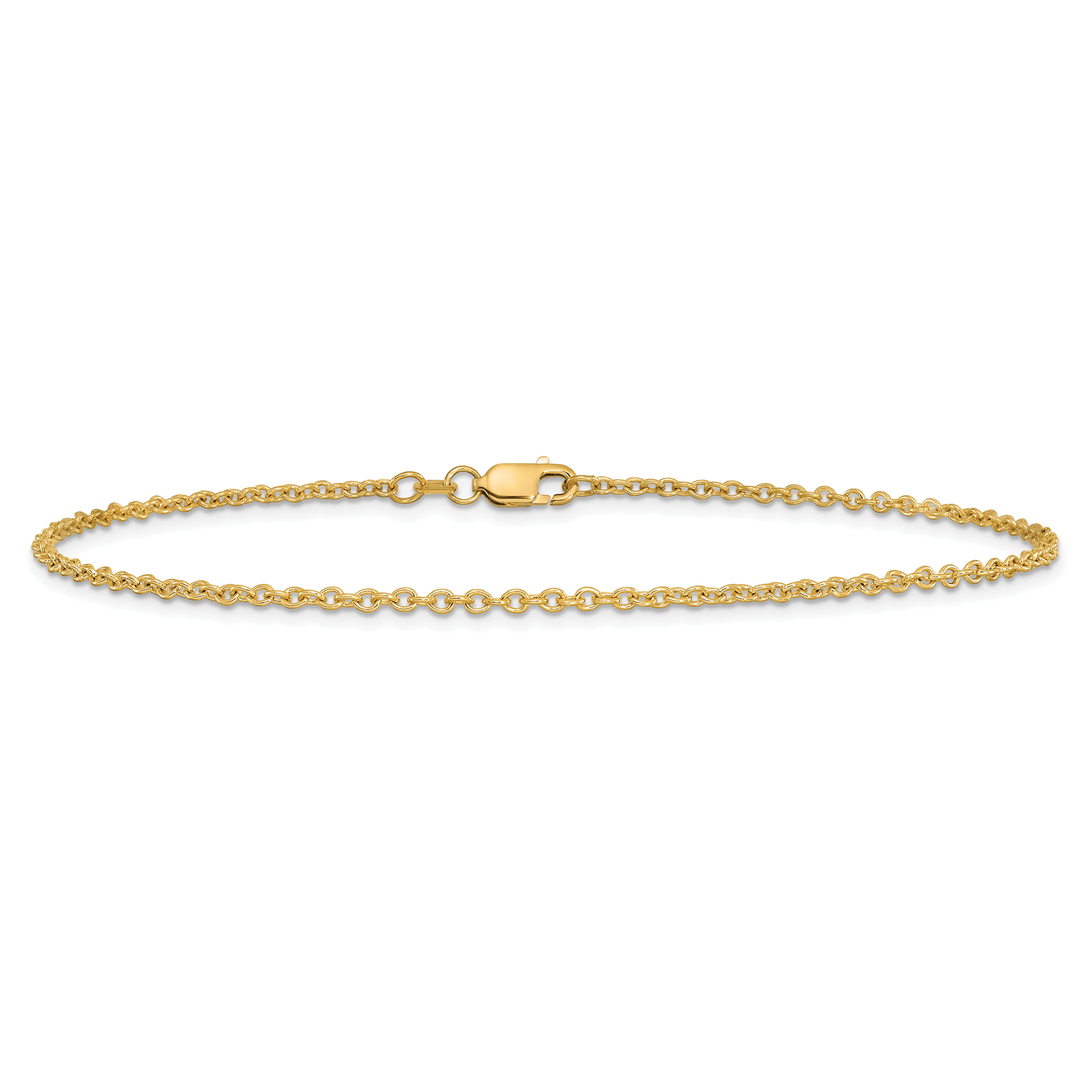 14K 9 inch 1.8mm Forzantine Cable with Lobster Clasp Anklet