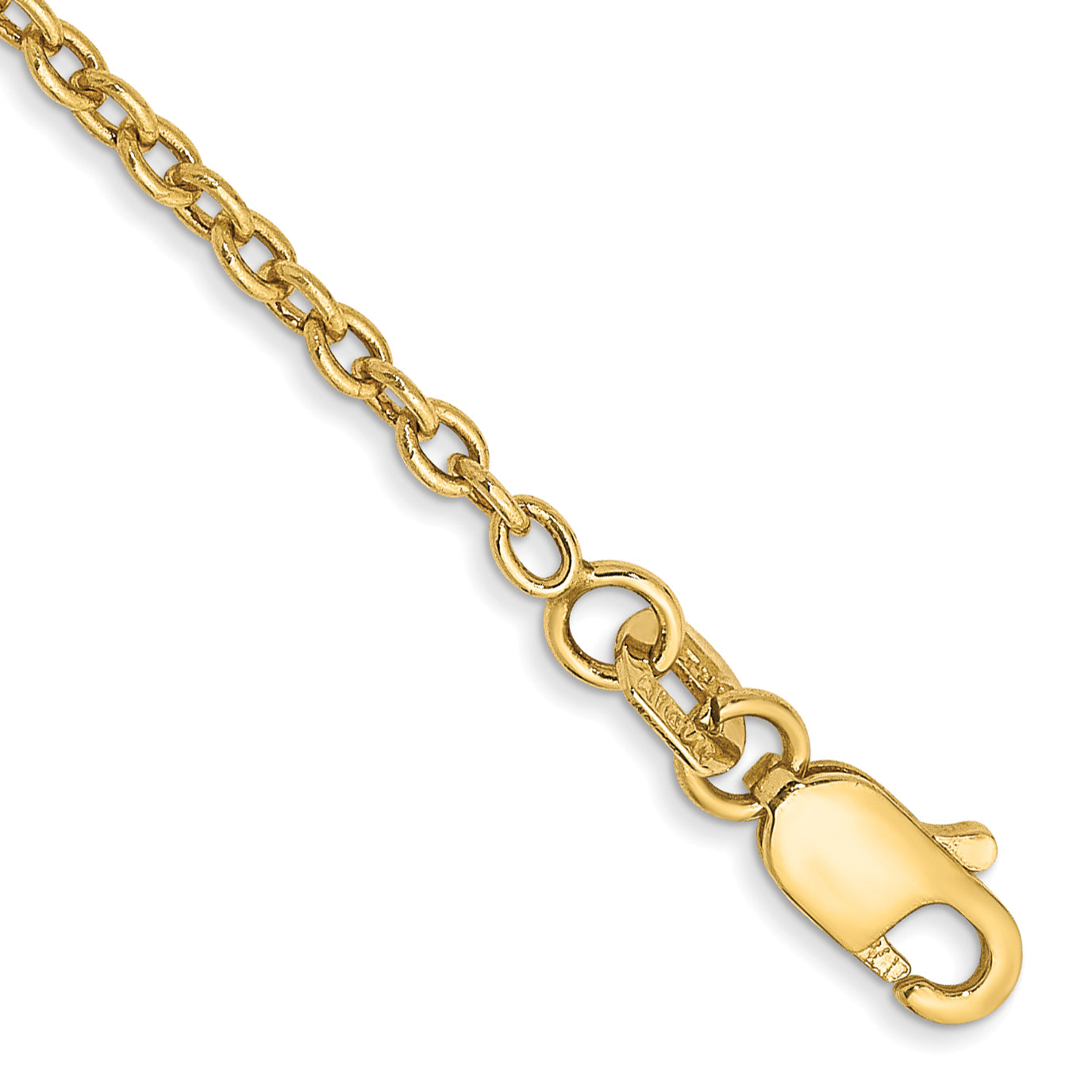 14K 10 inch 1.8mm Forzantine Cable with Lobster Clasp Anklet