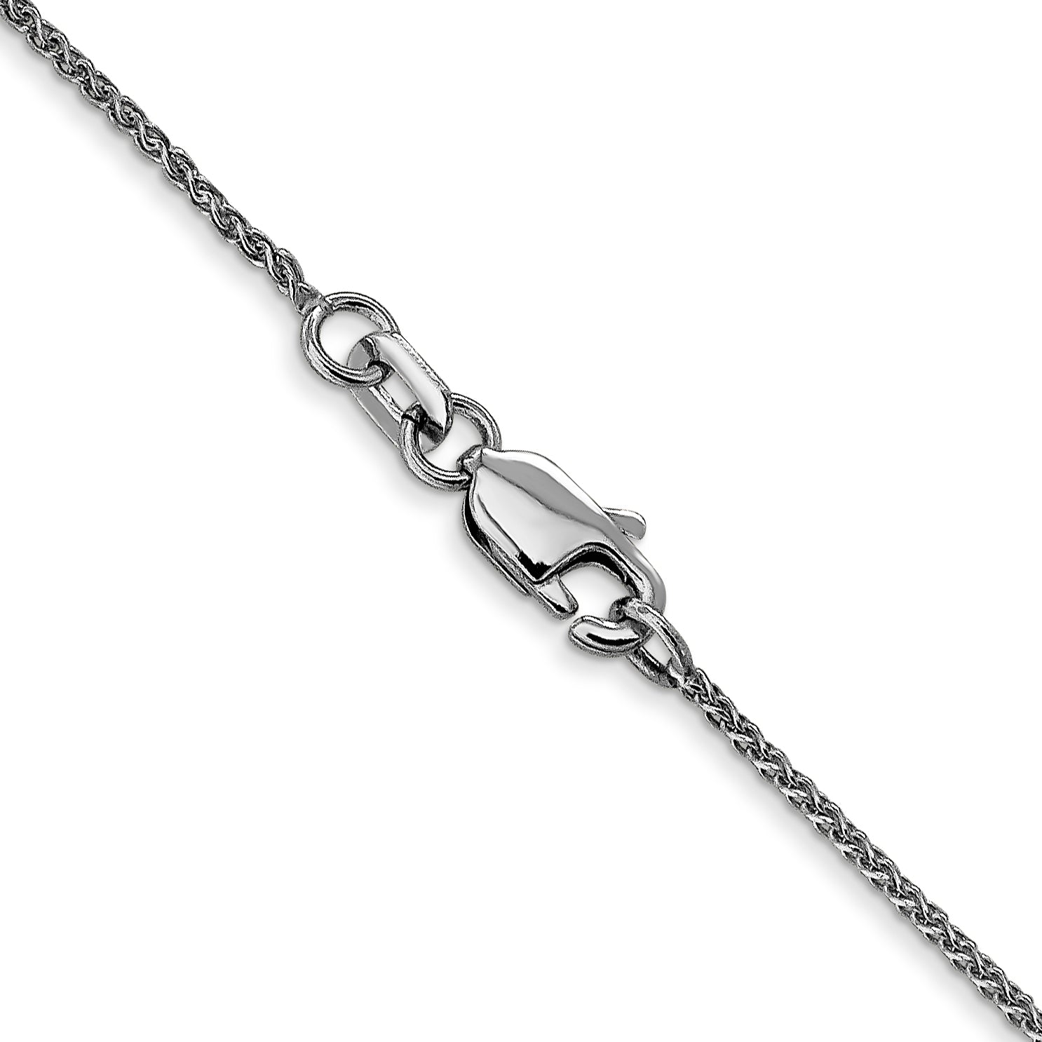 14K White Gold Diamond-Cut Spiga Chain Necklace with Lobster Clasp