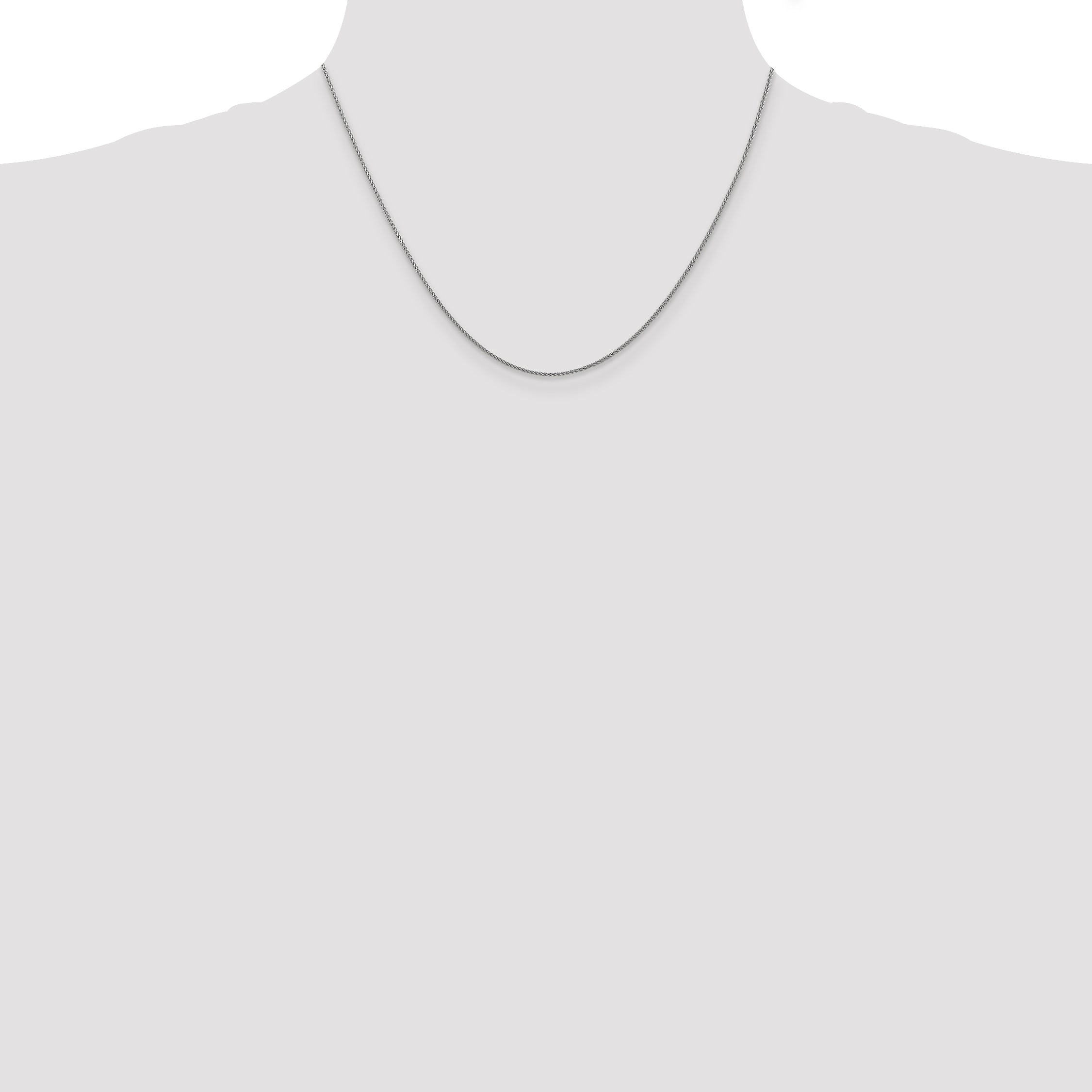 14K White Gold Diamond-Cut Spiga Chain Necklace with Lobster Clasp