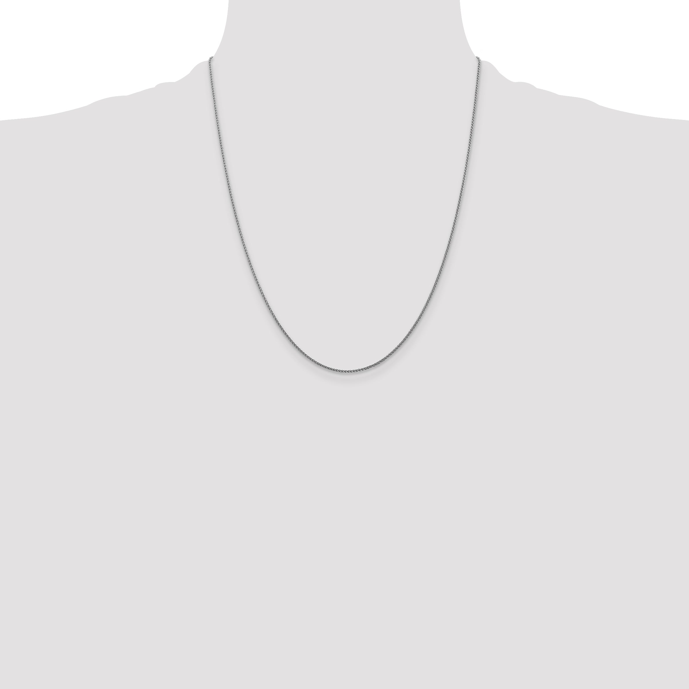 14K White Gold Diamond-Cut Spiga Chain Necklace with Lobster Clasp